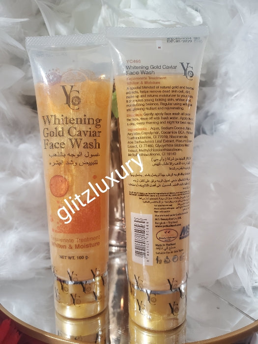 ANOTHER BANGA!!! YC Whitening Gold Caviar Face wash.anti ageing, Regenerative treatment, whitens & moisturizes Formulated with gold caviar & Niacinamide 100ml x 1. Super effective👌. (Copy)