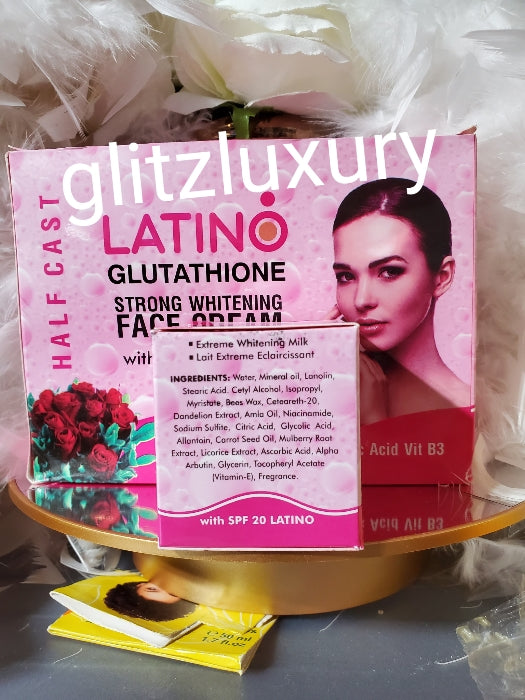 Another Banga! Latino Glutathion halfcast strong whitening face cream with Rose water. Alpha arbutin, azelaic acid & B12. 50g x 1