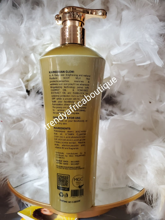 2pcs Bangar: kareebian glow Natural skin brightening & Toning body lotion & Pure Egyptian magic gold whitening and firming shower gel. With ascorbic acid, + glutathione 1000ml