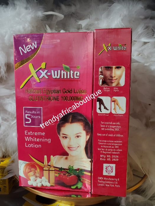 3-teiliges Set mit XX-weißer Halfcast-Karotten-Körperlotion, Öl und Gesichtscreme mit 5-Tage-Wirkung. Vitamin B3, Glutathion, Albutin, Glutathion. Extra-Bleaching-Set