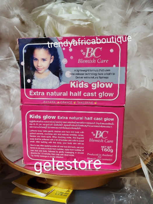 Another banga: Blemish care Natural fairness brightening specialist for your kids & teens glow halfcast body lotion & soap. top grade formula.👌. Formulated with Natural extracts. Suitable for ages 1yr. & up. & adult skin
