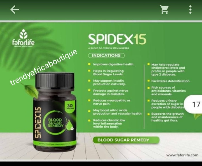 FAFORON life SPIDEX 15 Health & dietary supplements for blood sugar control 30 per bottle x 1 bottle sale.