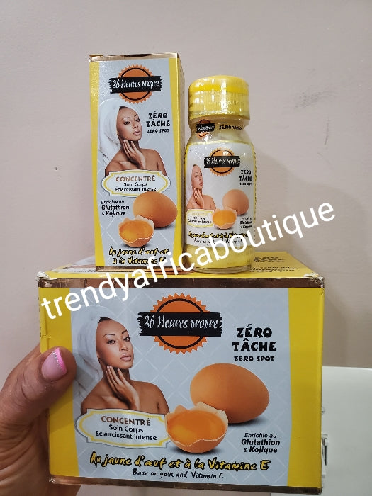 Concentré 36H éclaircissant Glutathion Kojic Vitamine E - 60ml, Anti-taches, Fabrication Cameroun