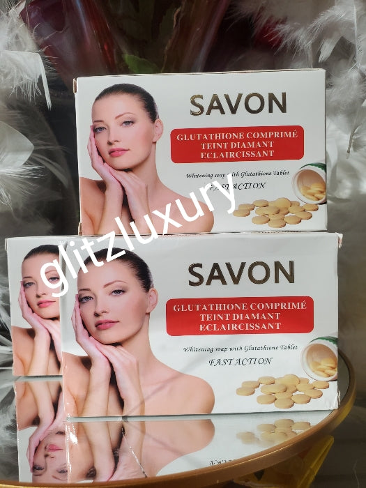 Sale : 3 bar soap Sale: Authentic Glutathione comprime Fast action whitening & exfoliating face and body soap. 200g x 3👌