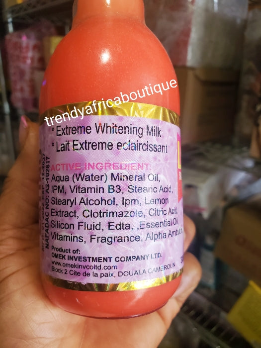 Another banga!! Latino skin whitening body lotion 300ml bottle fast action. With alpha arbuti, Azeliac acid and Vitamin B. Spf 20. Skin Whitening booster/promixing lotion by OMEK!!.