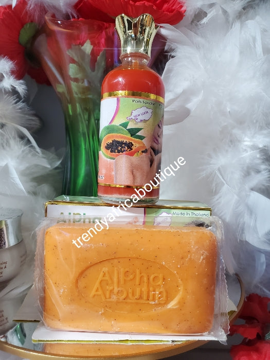 2pce. sale Alpha arbutin 3 plus papaya concentre serum 3 days WHITE & One soap. Mix into your face cream or body lotion
