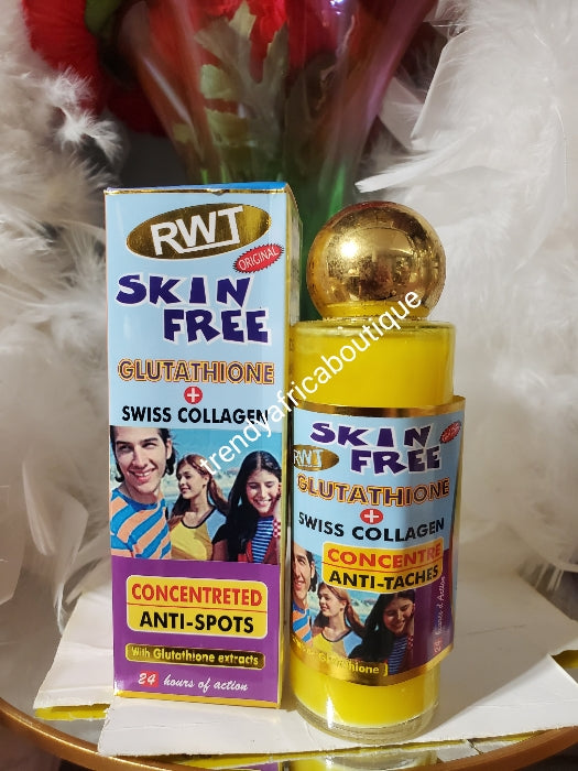 2pcs. RWT skin free glutathion + swiss collagen concentre serum & Strong black knuckle remover cleanser. Anti dark spots & blemishes. 5 days action. ORIGINAL