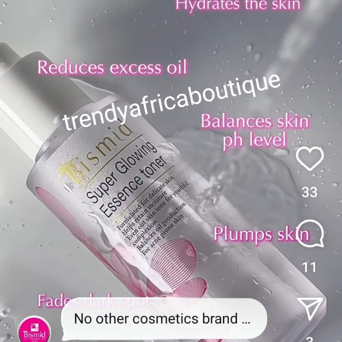Bismid super glowing essence face toner. For delicate skin, even out skin tone for a youthful complexion 100ml x 1