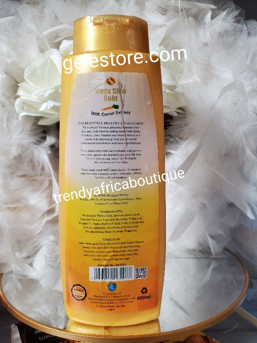 Dodo skin gold with carrot extract 7days white up. Lightening and moisturizing body lotion 400mlx1 big size