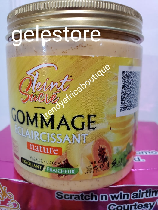 Teint Sucre exfoliating lightening body scrub 400g x 1. With natural ingredients papaya,carrot etc. Use 2 times a week! Brighten and whiten effectively!!! OSHAPRAPRA!!!