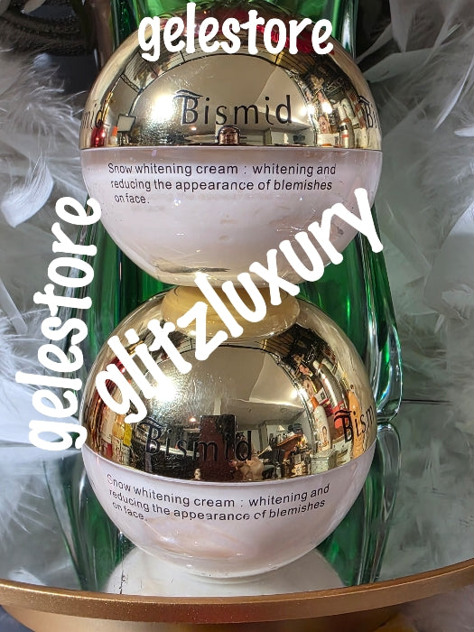 New packaging: Bismid Snow white shirley, snow whitening cream. Reduces Appearance of blemishes on the face 60x1. Price is for one. Apply only at night.