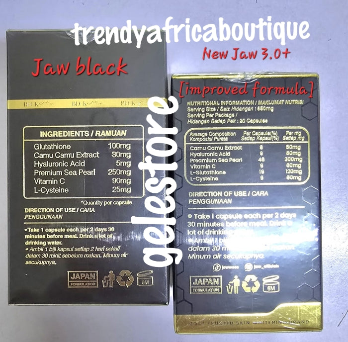New product alert; Jaw white 3.0 egg Crystal skin. Japan advance white 3.0 formula. As strong as injection. clear skin supplements permanent whitening. 20 capsules/ bottle. Price is for one bottle ( from jaw black company)👌
