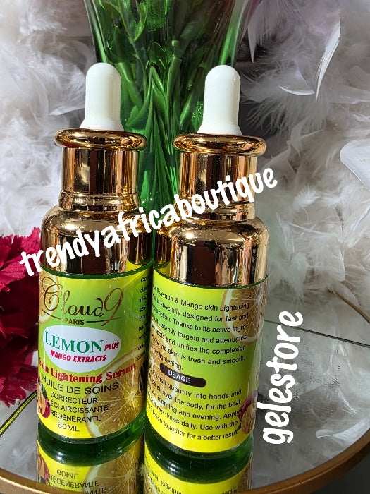 3pcs. Bangar Set: Cloud-9 paris lemon & mango extracts body lotion, serum & shower gel cream. with Lemon and Mango extracts. Fairer, ligher skin complexion
