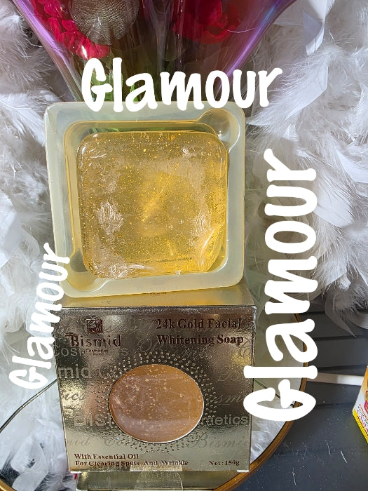 2 bar soap sale: Bismid costmetics 24k Gold facial whiteing soap with essential oil, anti spots and wrinkles 150gx 2