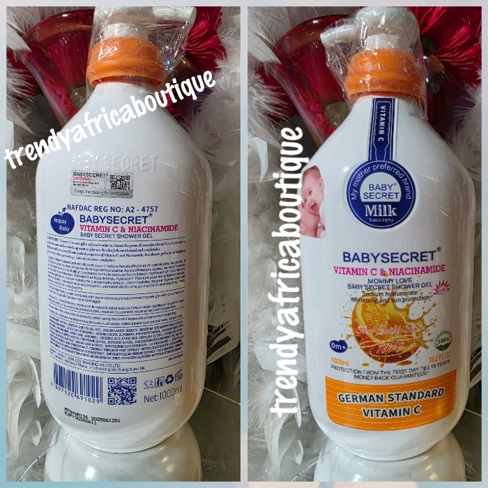 Shower gel: Baby secret vitamin C & Niacinamide brightening shower gel. Protects baby skin from Birth. 💯 Satisfaction