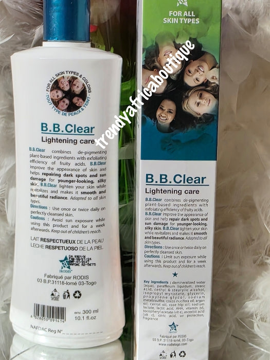 B.B. Clear lightening body lotion 5 in 1 anti-aging, anti stretch marks, witj spf 15. 300ml x 1 bottle sale. 💯 AUTHENTIC. Be Beautiful & clear