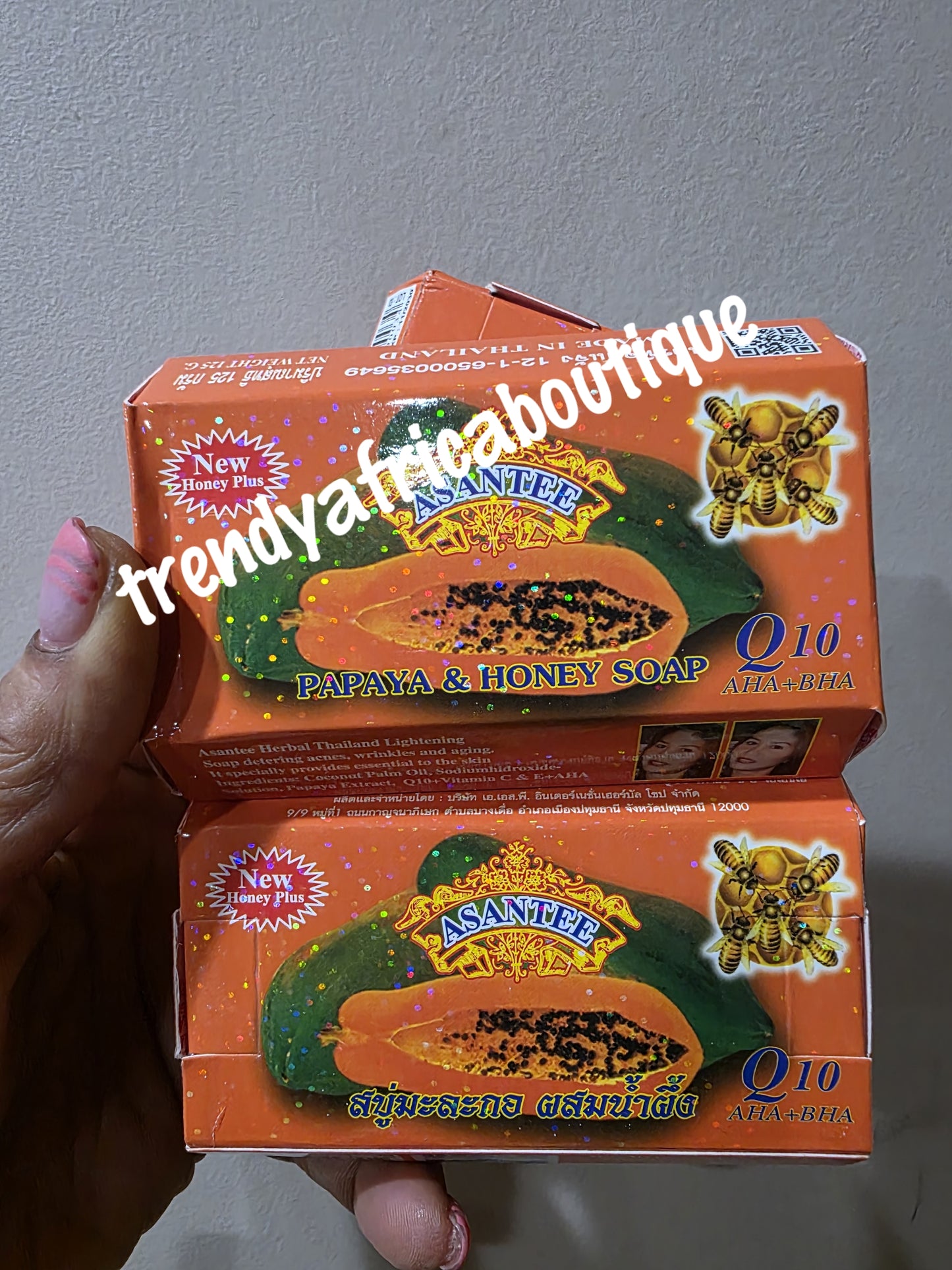3pcs Asantee thailand herbal lightening soap. papaya & Honey bar soaps. Q10. AHA & ARBUTIN 6 bar soap sale. Price is for 3