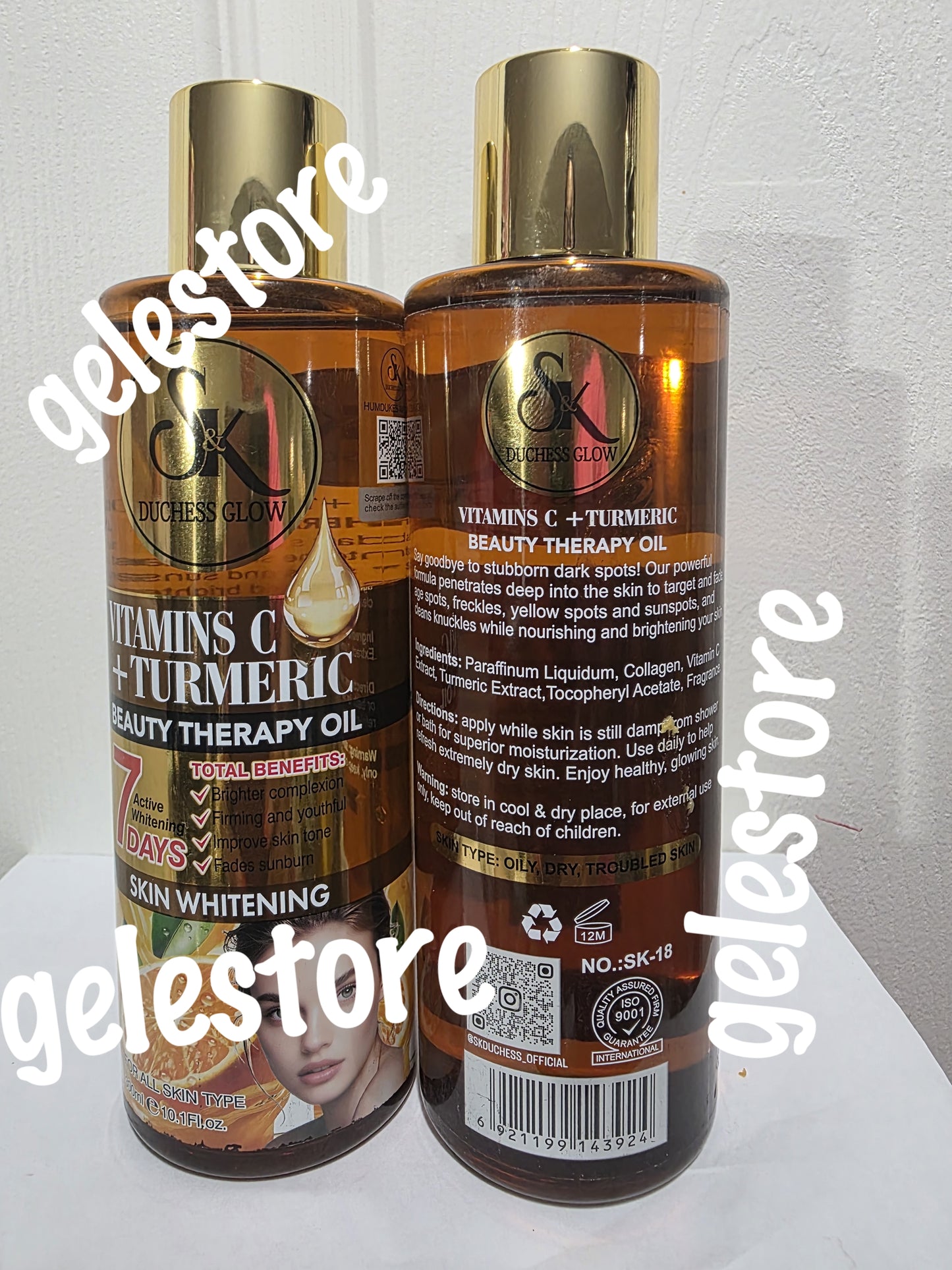 S & K douchess Glow Vitamin-C & turmeric beauty therapy body oil. 300ml x 1. Formulated for dry skin.
