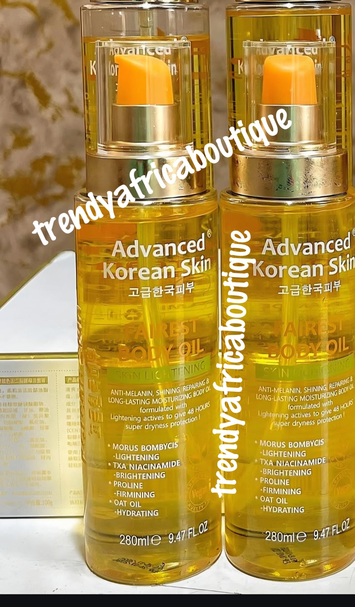 X 2 Flaschen Evob weißlich Weißes, stark aufhellendes Duschgel für Gesicht und Körper. Formuliert mit Glutathion, Honigextrakten, Zitronensäure und Kojisäuren. 500 ml x 2