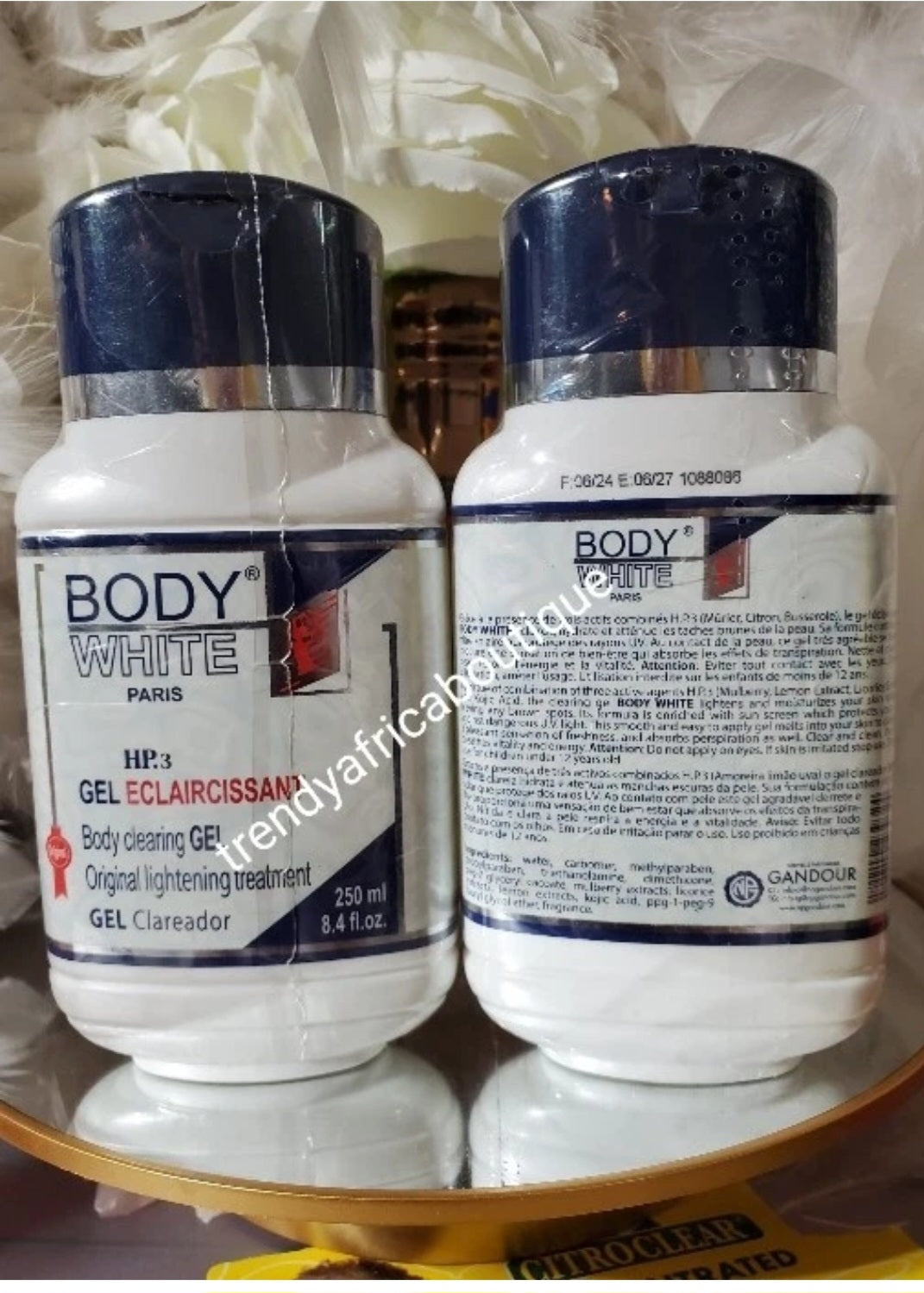 500ml bottle. Another Banga body lotion is this Body white paris HP- 3 lightening treatment body clearing gel. SUPER FAST. Super effective body lotion 500ml x 1