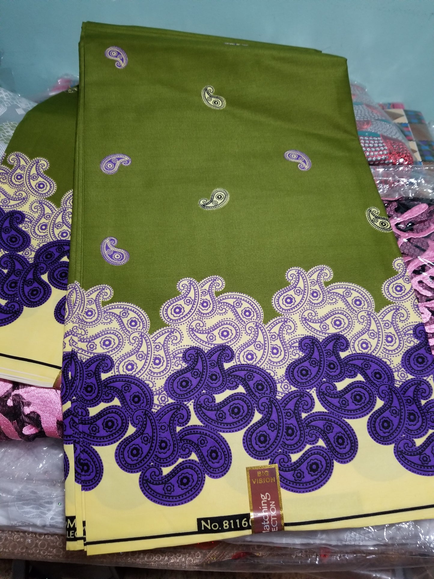 Sale Sale: Green/ purple/white border Ankara print. Special design. 100% west African Wax print fabric. Sold per 6yds. Price is for 6yds.