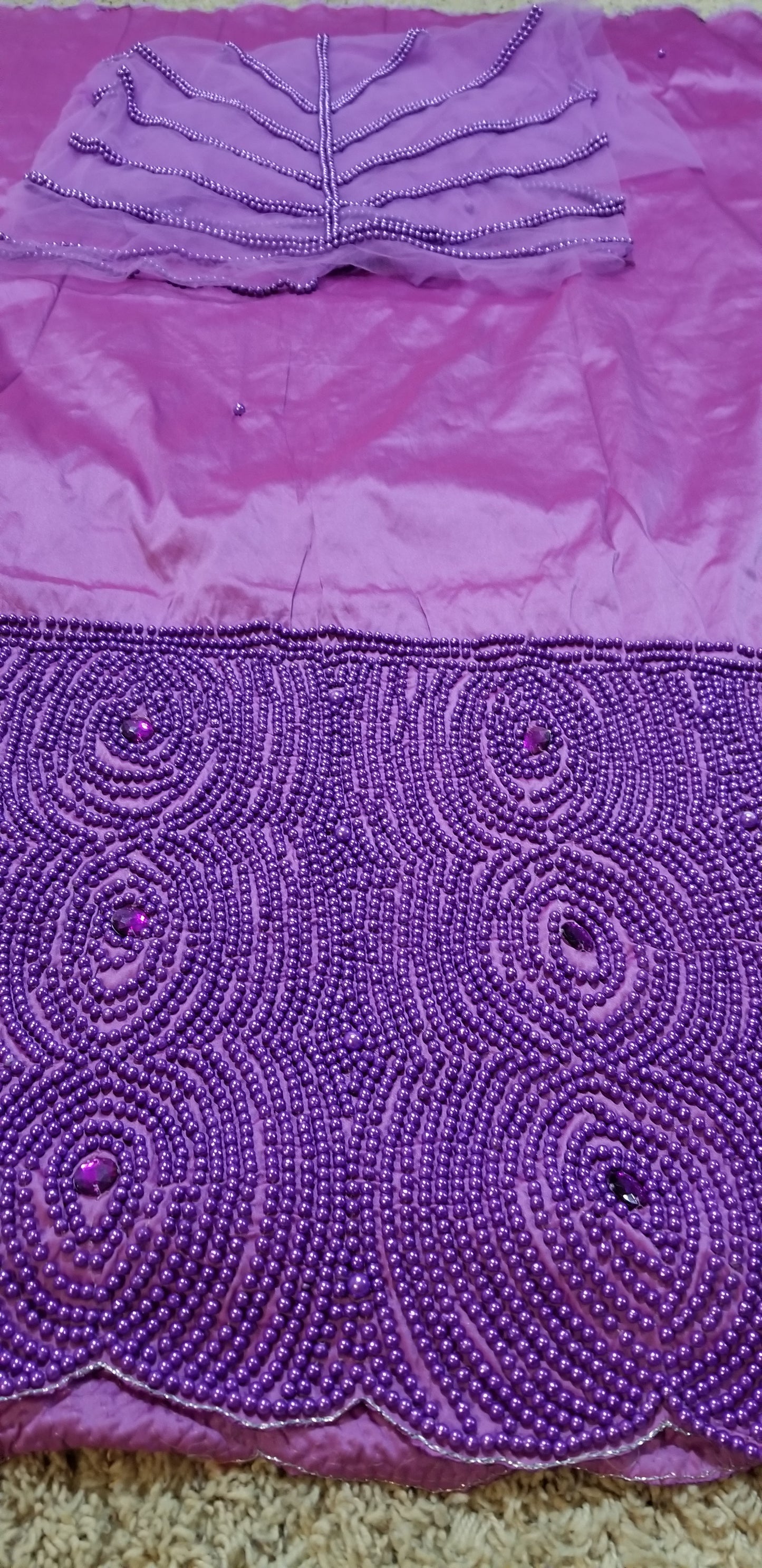 New arrival of Classic design of Hand beaded Silk George Wrapper. Quality Silk George and bead work. Nigerian Igbo/Delta women wrapper