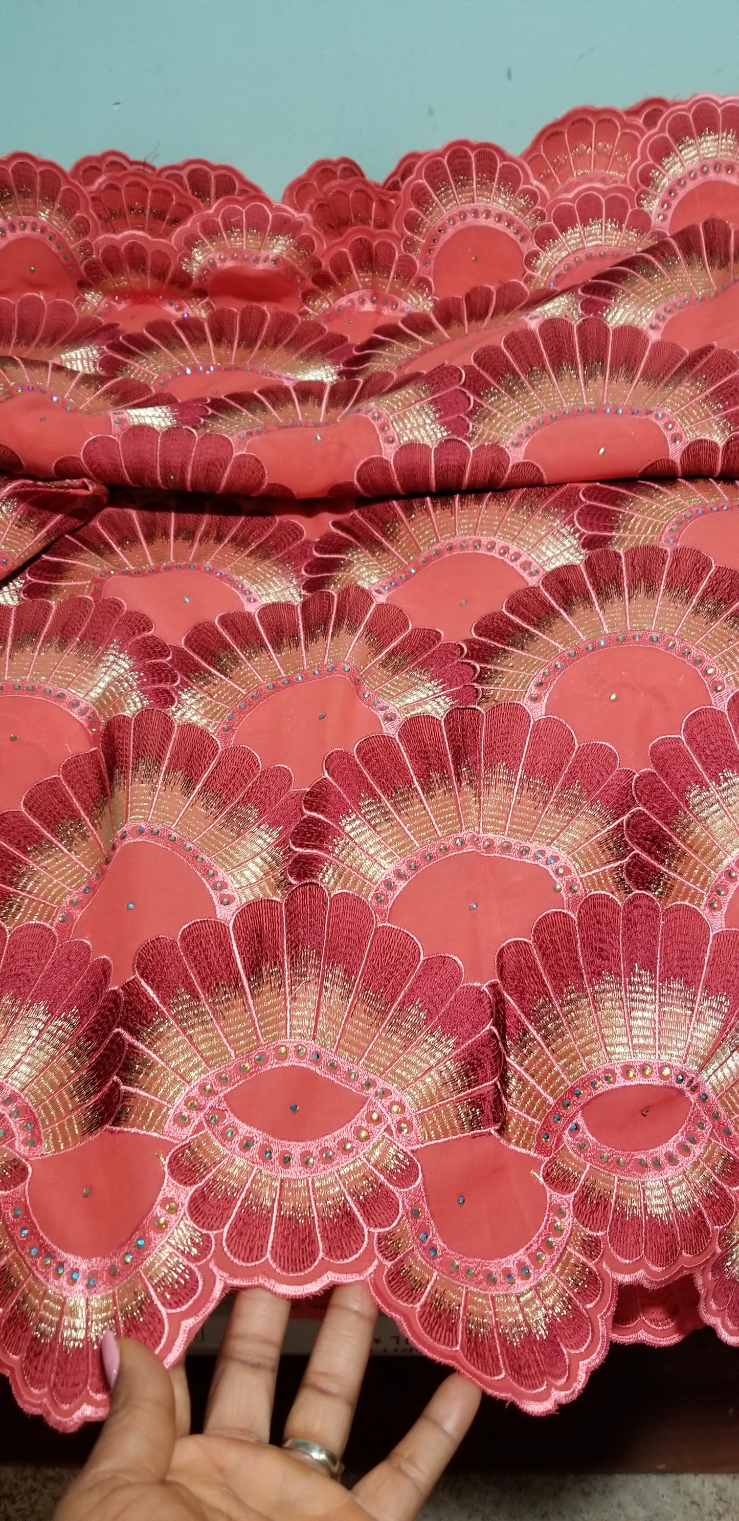 Exclusive Coral/wine Swiss Voile Lace fabric. Great texture, quality embroidery work. Sold per 5yds, price is for 5yds. New arrival Nigerian party fabric for making beautiful outfit