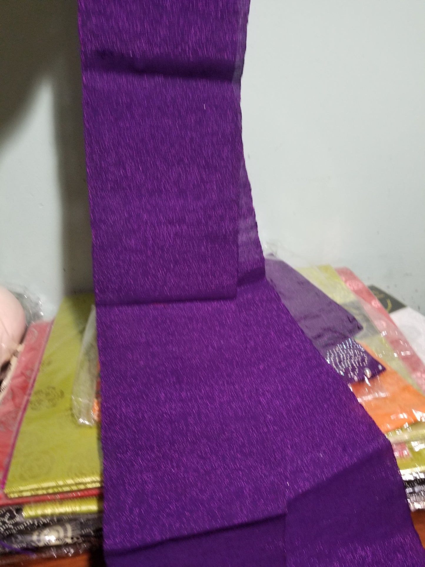 Purple Aso-oke fila for making men cap. Fila piece for making men hat in purple . Nigerian traditional wedding ceremony accessories. Agbada Men-cap