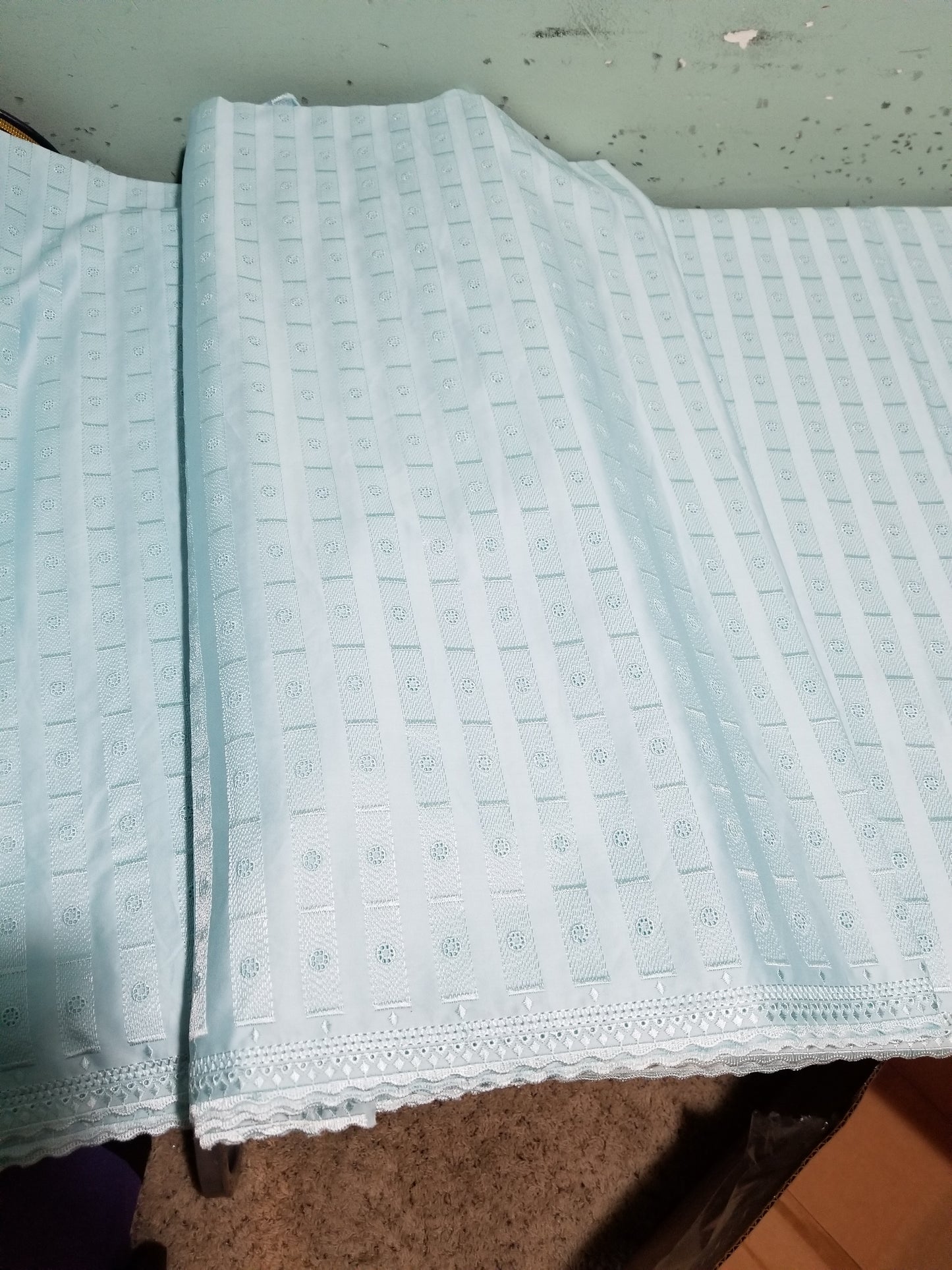Mint Green Top quality swiss voile lace fabric for Nigerian Men native outfit. Soft quality fabric. Can be use for agbada/3pc outfit for men. Sold per 5yds. Price is for 5yds