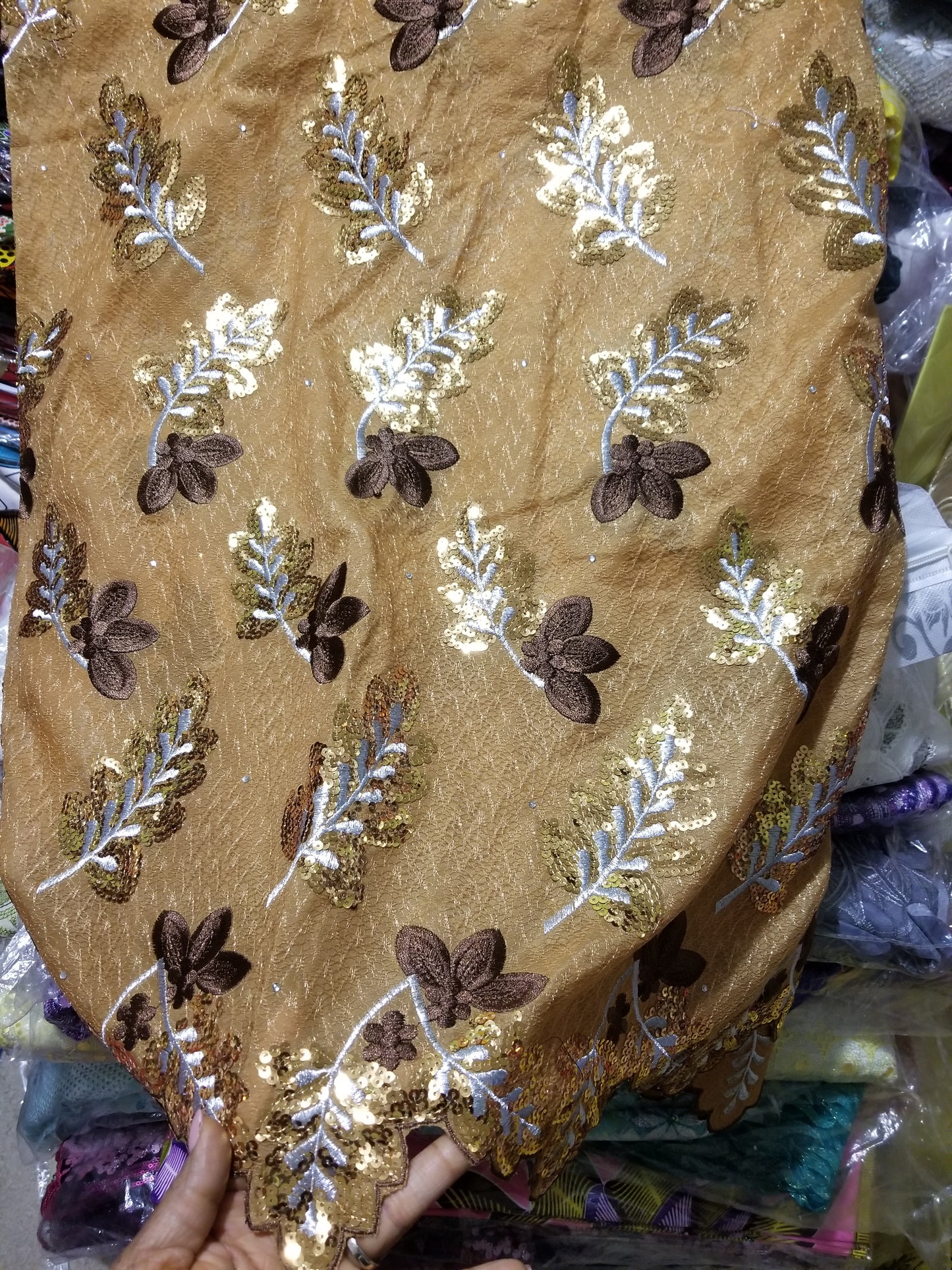 Special Offer: Gold original African french lace fabric. Sold per 5yds. Price is for 5 yds