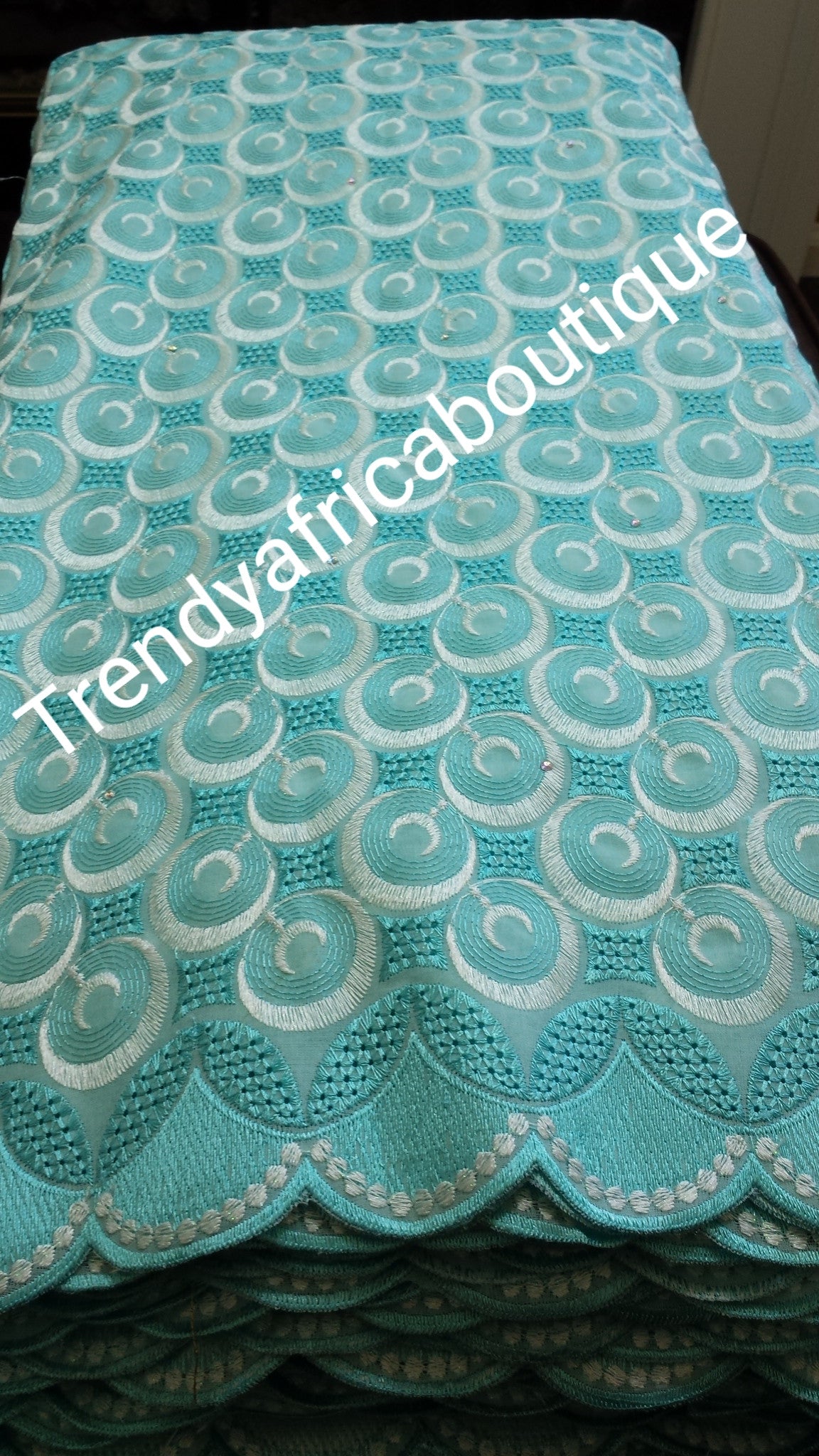 Clearance Embroidery Swiss dry lace fabric. Beautiful African lace in Blue, soft,great quality. Sold per 5yds.