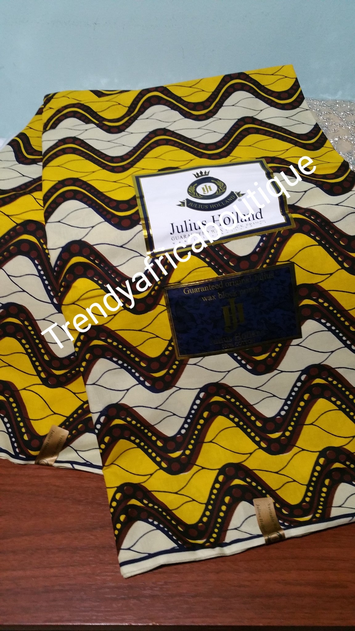 Quality soft cotton wax print fabric in yellow/cream