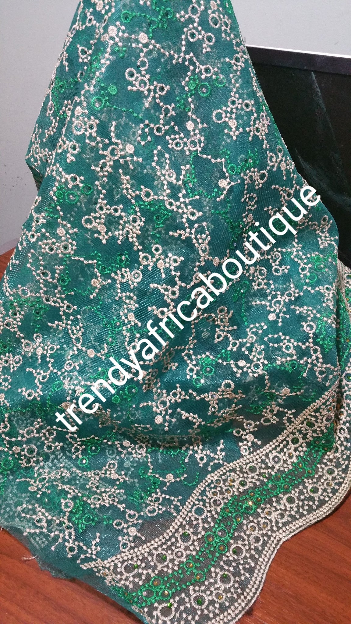Embroidery french lace fabric with beautiful boarder. Sold per 5yards lenght. African/Nigerian fashion fabric