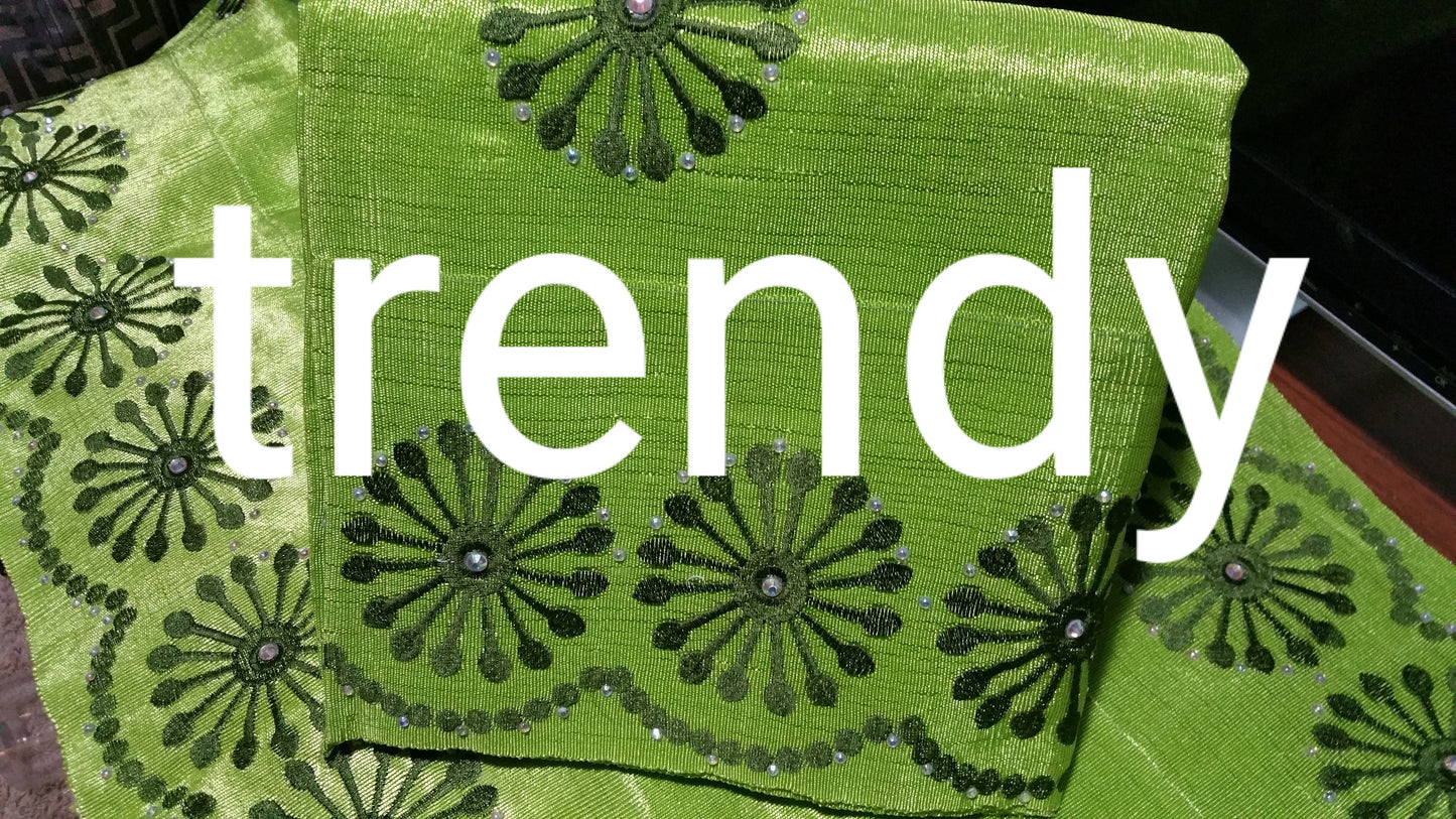 Nigerian embriodery Aso-oke gele/Ipele set with matching cap piece for men cap. Embellished with crystal stones. Sold per set