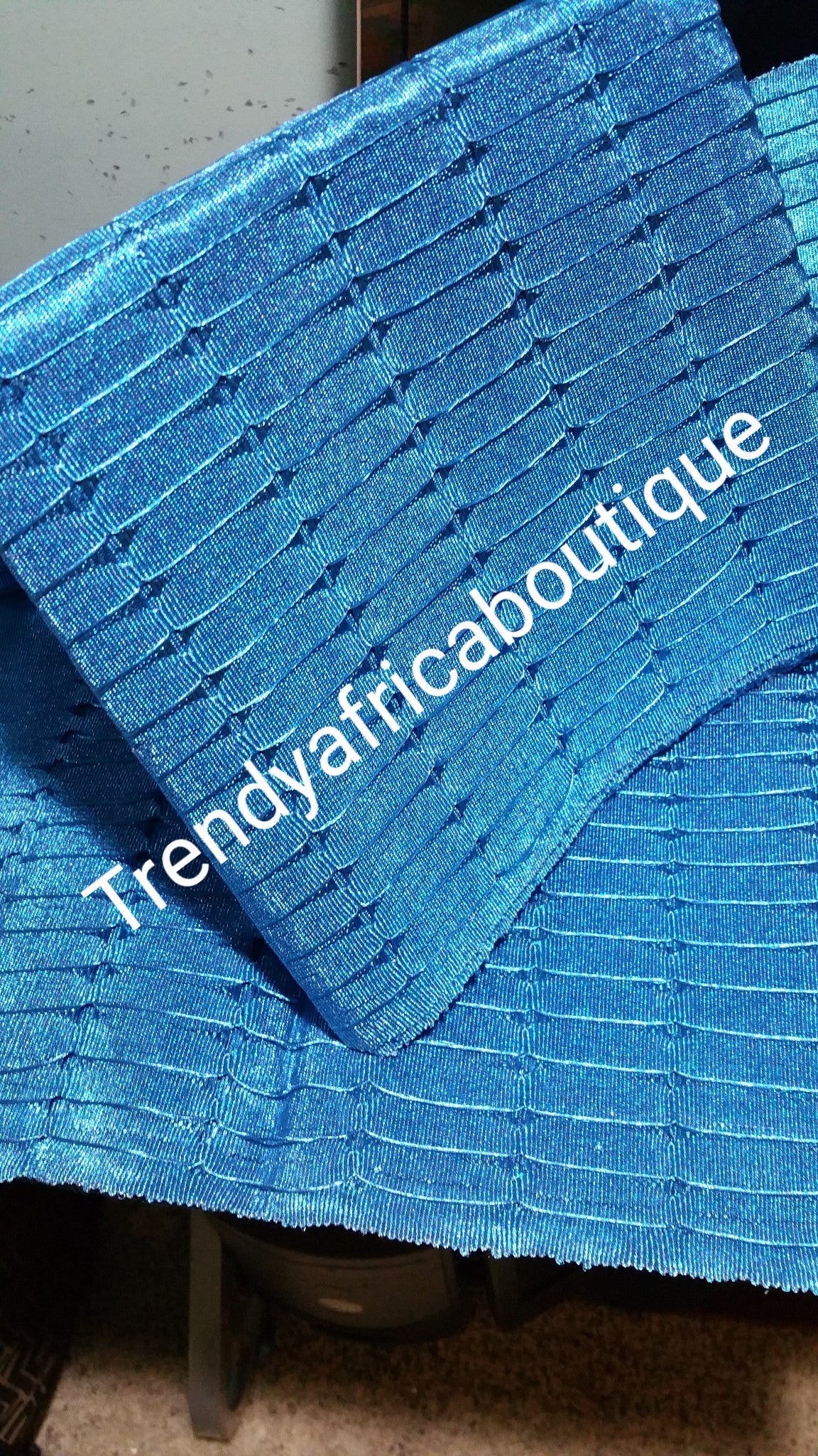 Turquoise blue Nigerian Aso-oke for making African/Nigeria wedding gele. 74inch long by 19inch wide. Original holes and string woven aso-oke from mother land. Only Gele available at this time