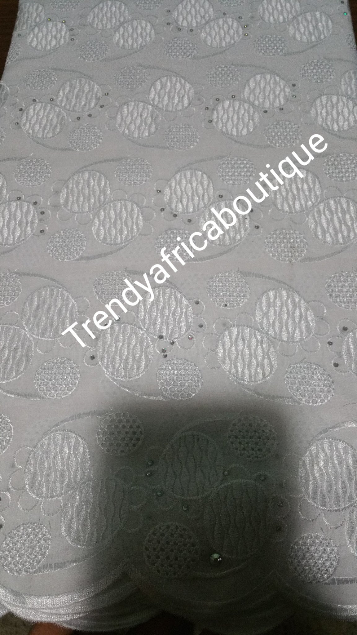 Original quality Swiss lace Fabric. Pure white for Nigerian party dress. Sold per 5yds. Price is for 5yds