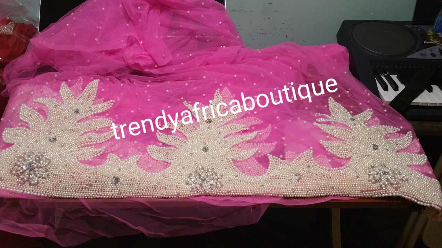 New Arrival heavily Hand beaded and stoned work Net George Wrapper for VIP's/Celebrants. Comes 6.5yds total. Includes matching blouse