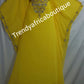 Yellow Long kaftan/bubu beaded and crystal stones design. 60" long free flowing African kaftan dress