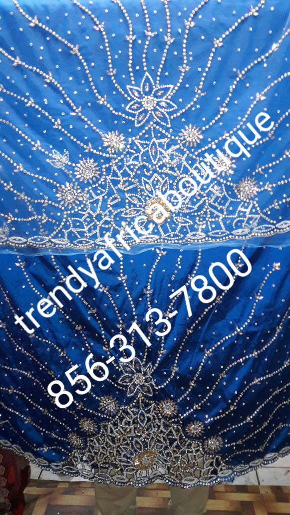 Hand stones George wrapper. Nigerian/Igbo women Wrapper. Quality silk George and matching blouse