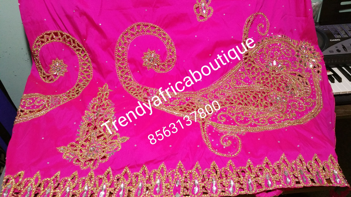 Quality hand Stones VIP Geroge wrapper. Nigerian Madam silk George with white matching blouse. All hand stoned.