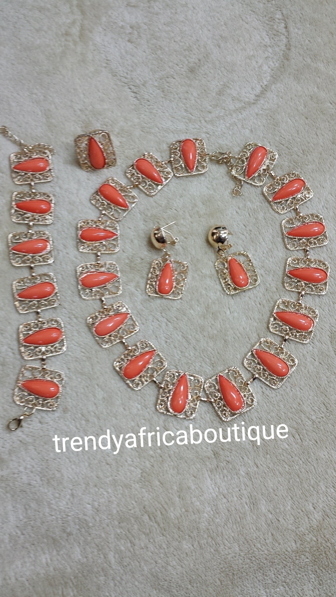 Sale: 4pc 18k gold plated necklace set. Sweet pink bead accent. Sold as a set, price is for the set. Pink/gold and coral/gold.