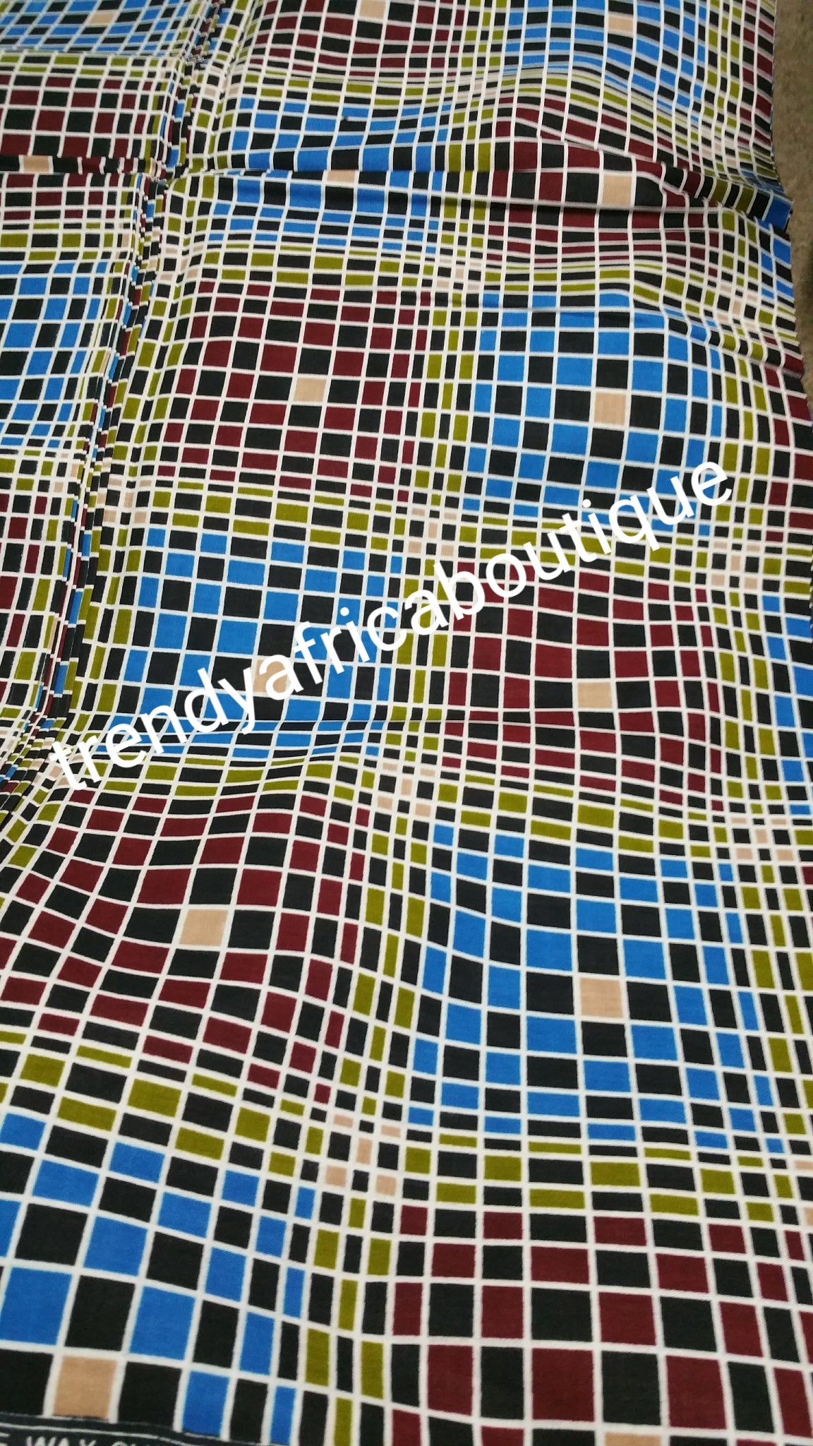 High quality Ankara wax print fabric. Sold per 6yds for making dresses or skirt. 6yds length. 100% cotton