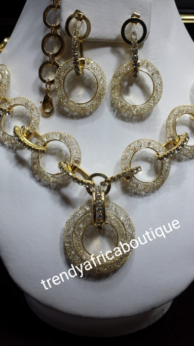 Sale: 3pc set 18k Italian design Gold plated Necklace set. Exclusive Design. Long lasting plating