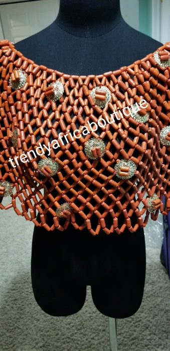 New arrival Coral-necklace bead Shawl for Nigerian/African Bride. Nigerian/African traditional wedding Accessories for Bride.