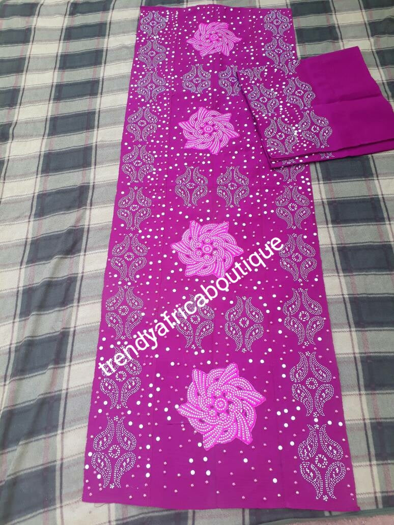 Latest Beaddazzled Aso-oke Gele/Ipele set. Made to order in any color of your choice. Nigerian Traditional Native aso-oke set hand stoned and beaded for that special occasion. Allow 6-8 weeks to make and deliver