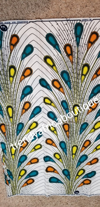 Vibrant color 100% Cotton wax print fabric. Original quality African Ankara Wax print. Sold per 6yds