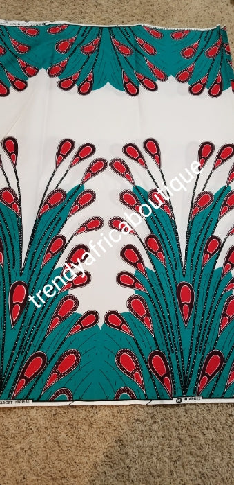 New arrival Classic design Ankara Wax print fabric. White/green. African Quality wax print sold in 6yds