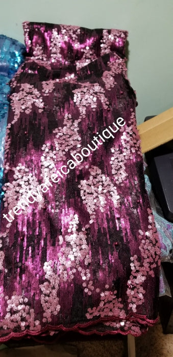 New arrival sequence french lace fabric in Magenta/pink sequence. Sold per 5yds, price is for 5yds. African french lace fabric. Gread quality for making party dress