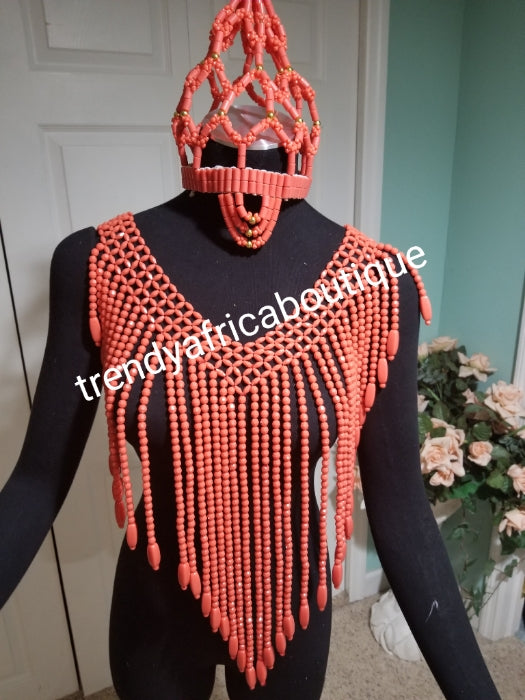 8 Rows African Beads Nigerian Necklace Jewelry Set - Bridal Wedding Costume Set