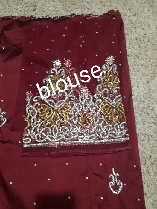 Luxury Wine VIP all over Crystal hand stoned George Wrapper. Nigerian/Igbo Bridal George wrapper. Celebrant George/Nigerian traditional indian stoned Georges